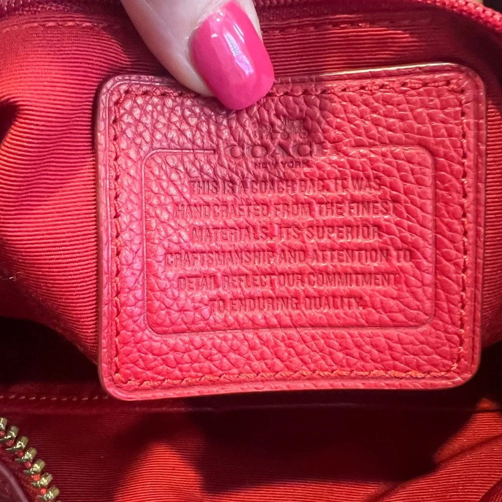 Coach Pebbled Leather Red Hobo Bag